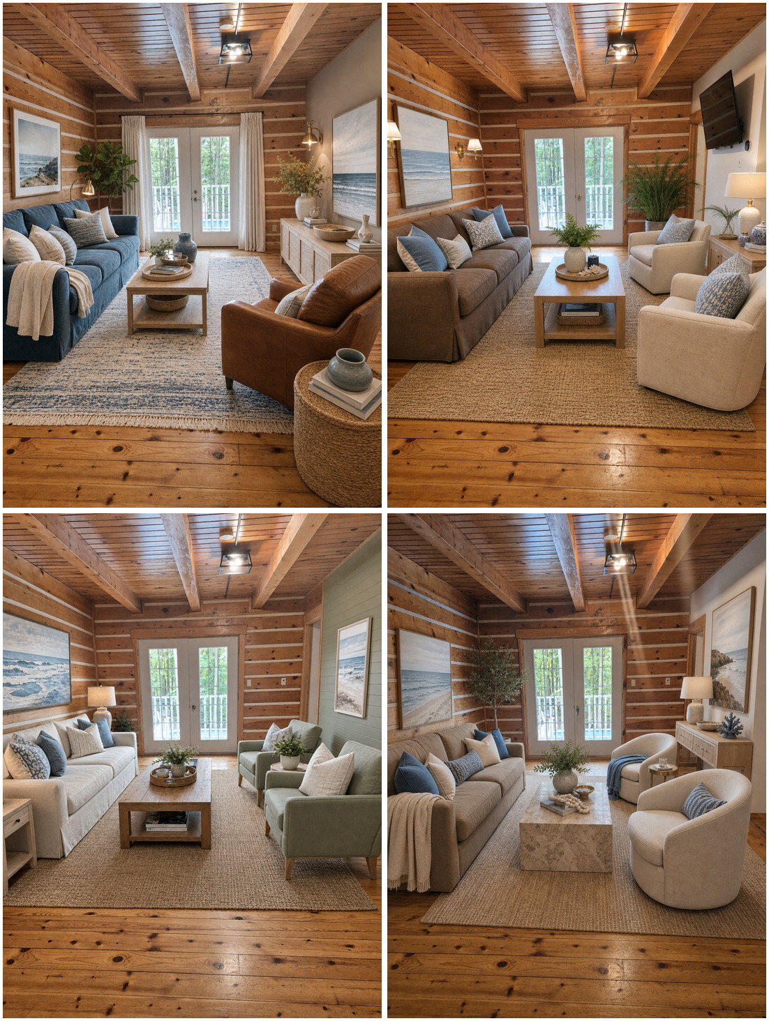 Salon log cabin transformé en 4 styles